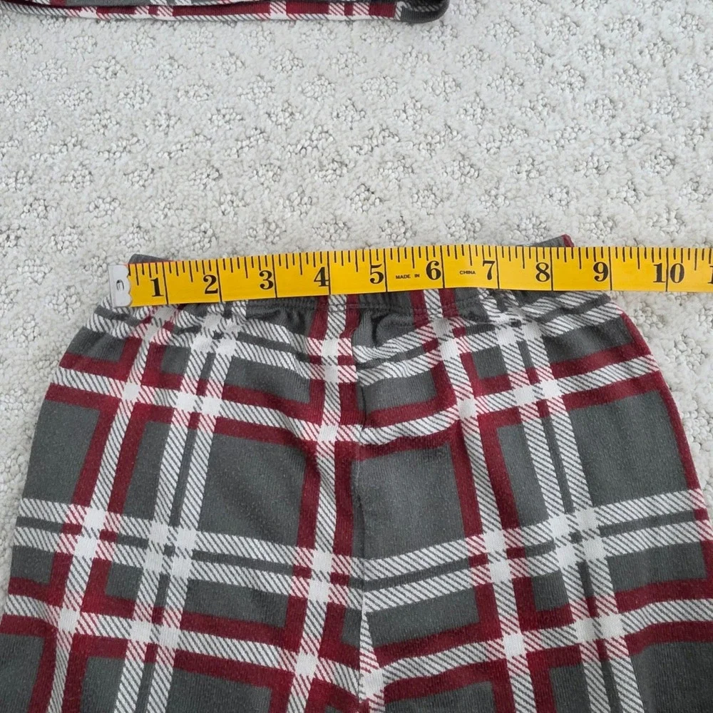 Kids Grey Red Plaid Holiday Christmas Pajama Set Size 6 2pc